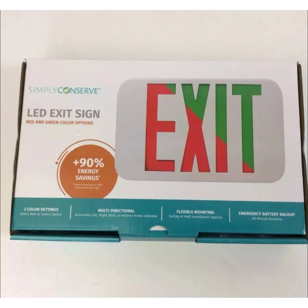 LED Exit Sign | Green | Red | Energy Savings Emergency Battery Backup